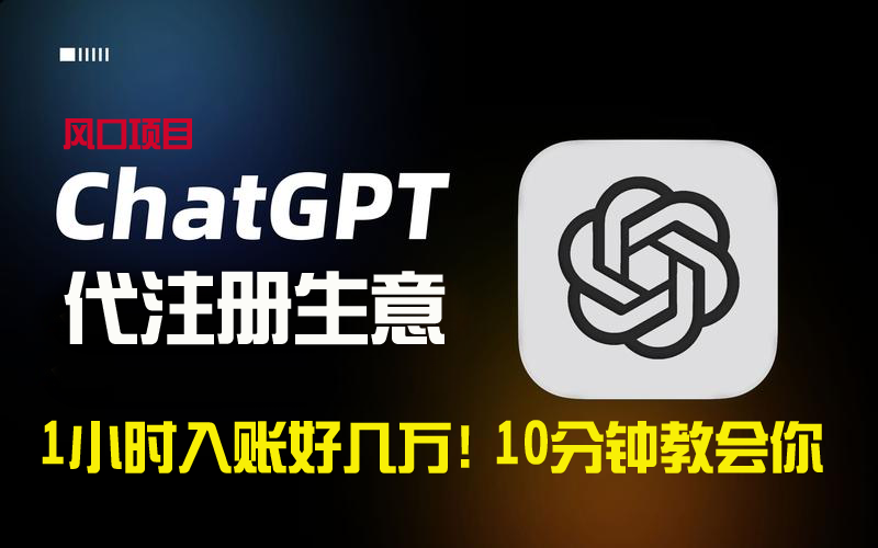 （8998期）一小时进账几万块！利润高到吓人的ChatGPT代申请注册小买卖，10min教会我们，…