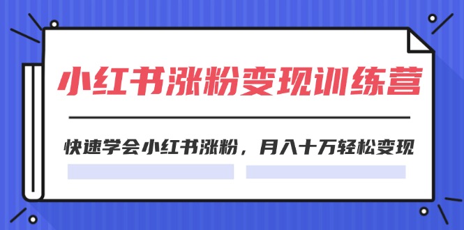 2024小红书的19天增粉转现夏令营，迅速懂得小红书的增粉，月入十万轻轻松松转现（42节）