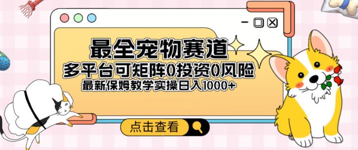 全新升级小宠物跑道全平台轻轻松松日入500 ，0风险性，0项目投资，可引流矩阵长期性收益
