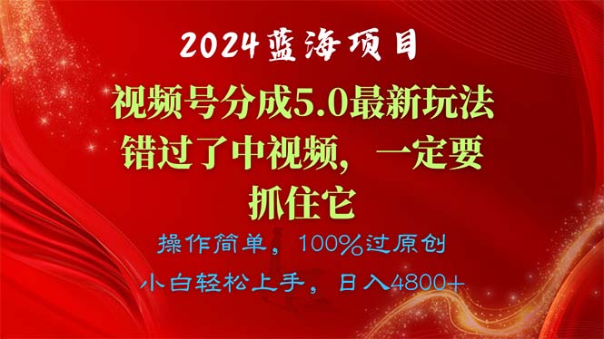 （11032期）2024蓝海项目，微信视频号分为方案5.0全新游戏玩法，错过中视频，一定要抓住…