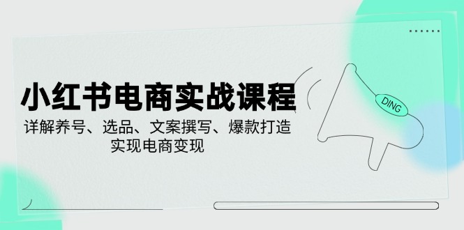 （14549期）小红书电商实战演练课程内容，详细说明起号、选款、文案撰写、爆款打造，完成电商变现