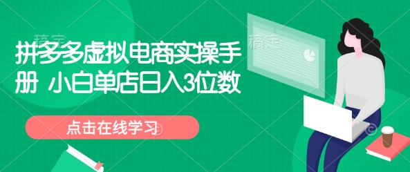 拼多多平台虚似电子商务实际操作指南 新手门店日入3个数