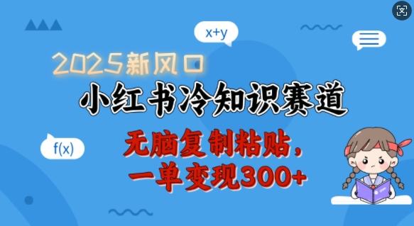 2025新蓝海，小红书的冷门知识跑道，没脑子拷贝，一单转现300