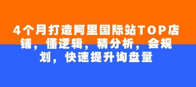 4个月打造出阿里巴巴国际TOP店面，懂逻辑性，精剖析，会整体规划，快速升级外贸询盘量