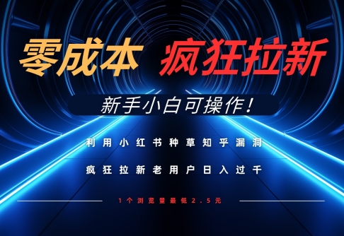 运用小红书种草知乎问答系统漏洞，零成本玩命引流日入多张，新手入门易操作