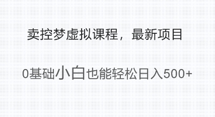 最新小众新项目，运用大家猎奇的心理状态卖控梦虚拟课程，0基本新手都可以轻松日入好几张