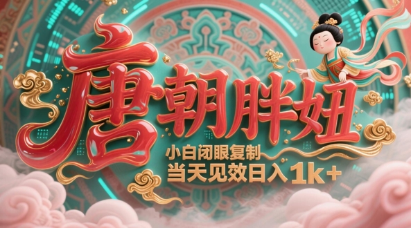 用AI复制“唐代肥妞”日更3条，服务平台玩命拉流，新手闭上眼拷贝，当日奏效，日入1k
