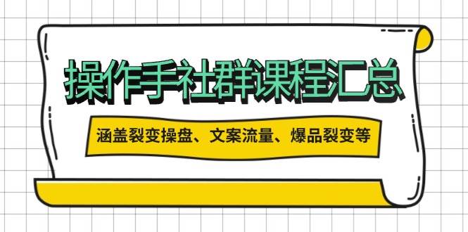 股票操盘手社群营销课程内容归纳，包含裂变式股票操盘、创意文案总流量、爆款裂变式等多个方面具体内容