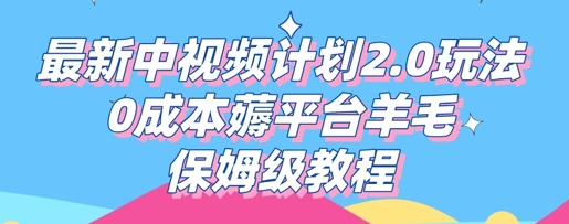 全新中视频伙伴2.0游戏玩法，0成本费薅服务平台羊毛绒，家庭保姆级实例教程