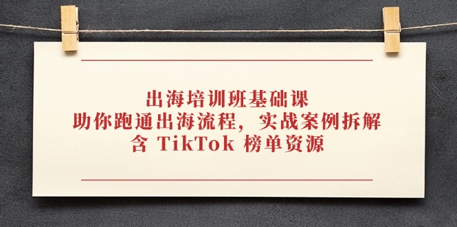 （14555期）出航培训机构专业课，帮助你跑通出航步骤，实战案例拆卸，含 TikTok 排行榜网络资源